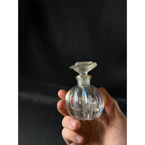Marked 24% lead crystal Clear perfume bottle with Bird topper EUC vintage - Picture 8 of 11
